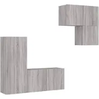 Syfax 4-tlg. Wohnwand Grau Sonoma Holzwerkstoff