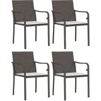 Syfax Gartenstühle mit Kissen 4 Stk. Braun 56x59x84 cm Poly Rattan