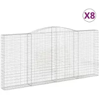 vidaXL Gabionen mit Hochbogen 8 Stk. 400x30x180/200cm Verzinktes Eisen