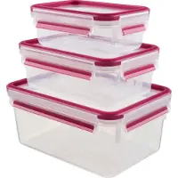 EMSA Frischhaltedose CLIP & CLOSE, 3er Set, 0,55/1,0/2,30 L, Farbe: Himbeer