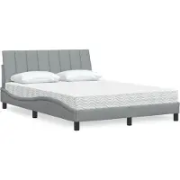 Syfax Bett mit Matratze "Hanko" Hellgrau 140x190 cm Stoff