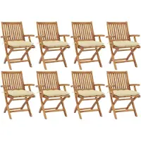 vidaXL "2026 Promotion" Klappbare Gartenstühle, Gute Qualität, mit Kissen 8 Stk. Massivholz Teak - Gartenstühle MM501