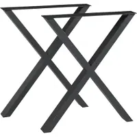 En.casa Tischgestell 2er Set ‘Greith’ für Esstisch Schreibtisch X-Form Stahl 72 x 59 cm Schwarz