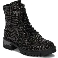 Artiker Nubukleder Stiefeletten Schwarz 49C0727 mit Reißverschluss, Schnürung, Trapper-Plattform und Fleece-Futter