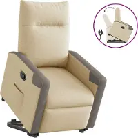 Syfax Relaxsessel mit Aufstehhilfe Creme Stoff