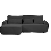 Beautysofa Ecksofa OLIVER mit Schlaffunktion & Bettkasten, Bouclé Schwarz, Eckseite links