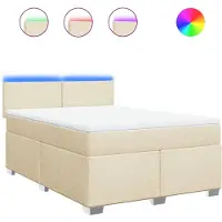 Syfax Boxspringbett mit Matratze Creme 160x200 cm Stoff