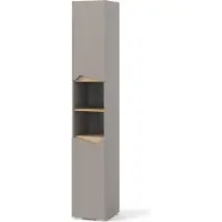 Vicco Badschrank Marelle Greige/Artisan 30 x 180 cm mit Türen, und offenen Fächern, Model 47658