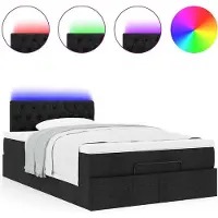 Syfax Ottomane Bett mit Matratze & LEDs Schwarz 120x190 cm Stoff