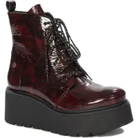 MACIEJKA Damen Stiefeletten Plateausohle Burgunder Schnürung Reißverschluss 6cm Absatz Modell 0676223006