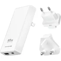 Swissten , 65W GaN Ladegerät MacBook USB-C / USB EU UK US Reiseadapter, Weiß