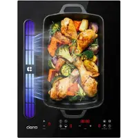CIARRA Kochfeld mit Dunstabzug 39 cm Kochfeldabzug 2 Zonen mit Boost Funktion Flex Zone 3565W CBBEH392BF