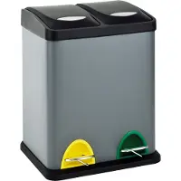SVITA TC2X8 Küchen-Eimer 16 Liter 2x8L doppelt Abfalleimer kompakt 2er-Mülleimer Mülltrennung Treteimer Grau