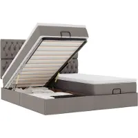 Syfax Ottoman-Bett mit Matratzen & LEDs Taupe 160x200 cm Stoff