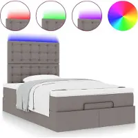 Syfax Ottoman-Bett mit Matratze & LEDs Taupe 120x200 cm Stoff