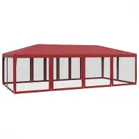 Syfax Partyzelt mit 12 Mesh-Seitenteilen Rot 8x4 m HDPE