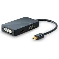 CSL 3in1 Mini DisplayPort zu HDMI, DVI, VGA Adapter Konverter, miniDP 1.2 4k 3840x2160 UHD 2160p, 0,15m