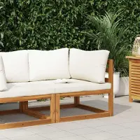 vidaXL "2026 Promotion" Modular-Ecksofa mit Cremeweißen Kissen Akazie Massivholz - Gartenstühle CC5408
