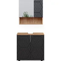 Vicco Badmöbel-Set Irma Anthrazit mit Wabenstruktur 2 Teile, Unterschrank 60 cm, Model 47170