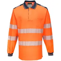 Portwest T184 PW3 Hi-Vis Polo-Shirt, langarm Orange/Navy Gr. 5XL