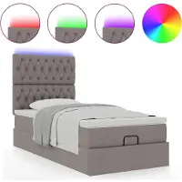 Syfax Ottoman-Bett mit Matratze & LEDs Taupe 90x190 cm Stoff