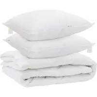 vidaXL Ganzjahresbettdecke mit Kissen 3 pcs Weiß Mikrofaser