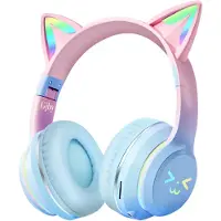 Avizar , Bluetooth Kopfhörer Leuchtende Katzenohren, Blau