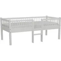 Vipack - FORREST Buche Junior-Spielbett 90x200 cm, inkl. Lattenrost und Leiter, Buche massiv weiß lackiert