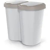 Prosperplast Abfallkorb Compacta B Duo braun/aschmir Fassungsvermögen 40L ein Fach zwei Deckel Wandmontage NDBS40-WG5C_427C