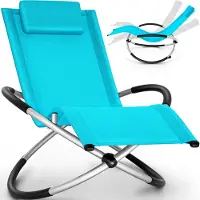 Tillvex Gartenliege Blau Relaxliege Sonnenliege Schaukelliege Liegestuhl Camping Schwingliege