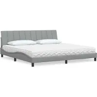 Syfax Bett mit Matratze "Hanko" Hellgrau 200x200 cm Stoff