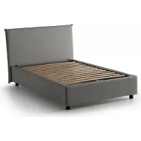 Talamo Italia Quadratisches und halbes Bett Astrid, Containerbett mit Stoffbespannung, 100% Italy, Frontöffnung, passend für Matratze Cm 120x200, Grau
