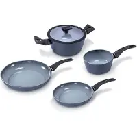 Alluflon Moneta Aria Kochset, 5-tlg., Kochtopf, Bratpfanne, Topf, Pfanne, Stieltopf, Deckel, Aluminium, 0014126573