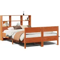 Syfax Massivholzbett mit Regal ohne Matratze Wachsbraun 120x200 cm