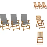 vidaXL Klappbare Gartenstühle 3 Stk. mit Auflagen Massivholz Akazie - Gartenstühle