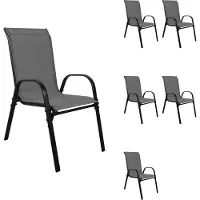 Mojawo 6er Outdoorstuhl Gartenstuhl Stapelstuhl Metall Textilen Anthrazit