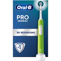 Oral-B Pro Junior Elektrische Zahnbürste/Electric Toothbrush für Kinder ab 6 Jahren, Drucksensor, 3 Putzmodi inkl. Sensitiv für Zahnpflege, weiche Borsten & Timer, Designed by Braun, grün