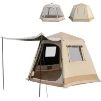 Costway Campingzelt für 4-6 Personen, Tunnelzelt mit Vorzelt, eingenähtem Zeltboden und Tragetasche, 2500mm Wassersäule