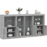 vidaXL Sideboard mit LED-Leuchten Betongrau 202x37x100 cm