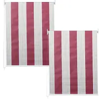 Mendler 2er-Set Rollo MCW-D52, Fensterrollo Seitenzugrollo Jalousie, 100x160cm Sonnenschutz blickdicht rot/weiß/beige