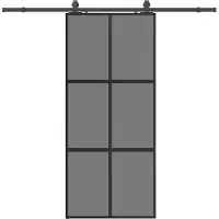 Syfax Schiebetür mit Beschlag Schwarz 90x205 cm Hartglas