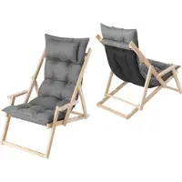 Hobbygarden Gartenliege "MARLENA" (53x101x94 cm) aus Kiefernholz mit Auflage & Kopfkissen – 3-fach verstellbar, 8 cm Polster, natur –