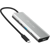 J5CREATE JCD401-N USB4 Dual 4K Multi-Port Hub, Kabelgebunden, USB 3.2 Gen 2 (3.1 Gen 2) Type-C, 85 W, Silber, 10 Gbit/s, 4K Ultra HD