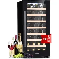 Klarstein Barossa 38 Uno Weinkühlschrank 1 Zone 94 Ltr 38 Fl Touch-Display Schwarz