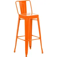 CLP Barhocker mit Lehne im Industrial-Look Mason, mit Rückenlehne und Fußablage | Farbe orange