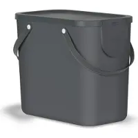 Rotho Mülltrennsystem 25L Albula - Mülleimer 40,0 x 23,5 x 34,0 cm - Abfalleimer Kunststoff mit Griffen - Müllbehälter mit Deckel und Aufklebern