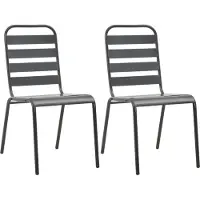 vidaXL "im Angebot" Stapelbare Gartenstühle 2 Stk. - bis 150 kg - Stahl Grau - Stapelsessel CC19916