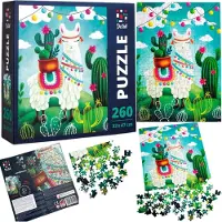 Roter Käfer "Süsse Lama" Puzzle Mit Kaktusen Für Kinder Und Erwachsene 260 Teile
