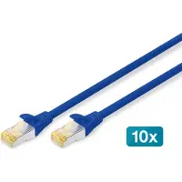 Digitus CAT 6A S/FTP Patchkabel, 10 Stück, 0,25 m, Cat6a, S/FTP (S-STP), RJ-45, RJ-45, Blau