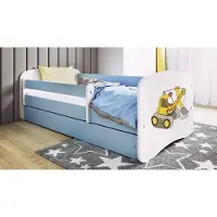 RAUMHIRSCH FURNITURE Kinderbett Jugendbett Bagger 70x140, 80x160, 80x180 cm - Komplettset mit Matratze, Schublade & Rausfallschutz